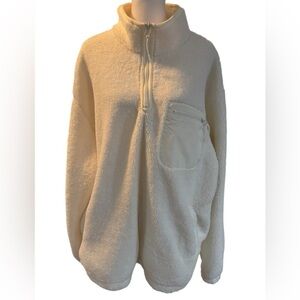 Men’s Forever 21 ivory  Fleece Half-Zip pullover jacket Size XL